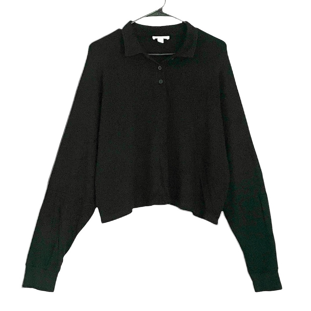 Topshop Long Sleeve Collared Polo Shirt